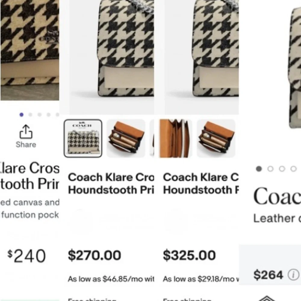 Coach Klare Houndstooth 2-Way Crossbody Classic Shoulder Flap Bag 2023